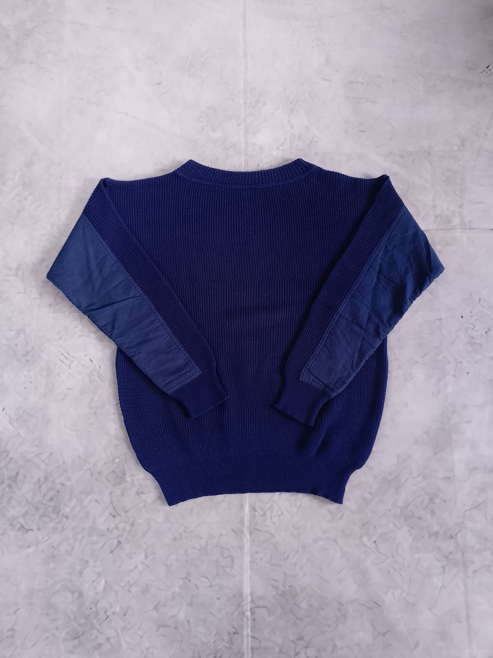 Vintage 90s Navy Blue Mixed-Media Sweater VIA FARINO